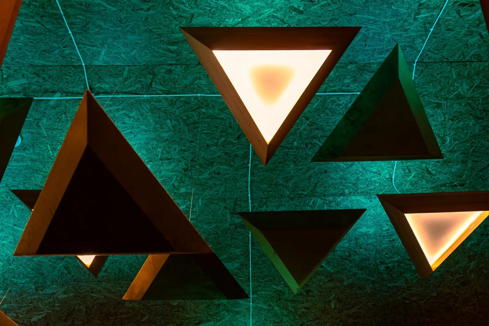 Mint acoustic ceiling of the recording room