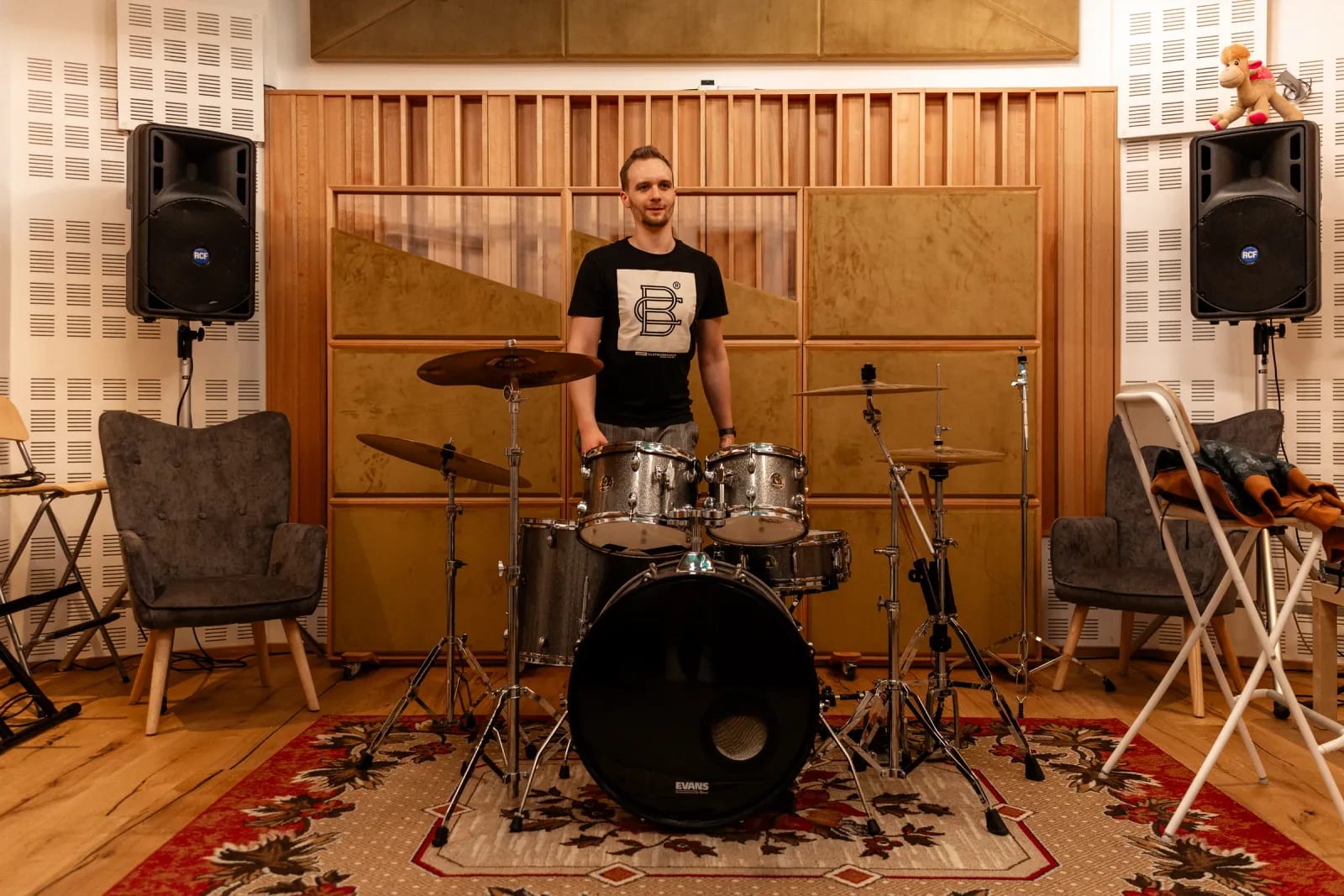 Drummer in the recording room