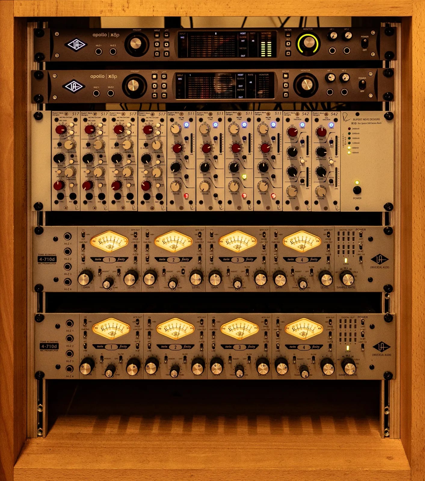 Rack of converters and preamps
